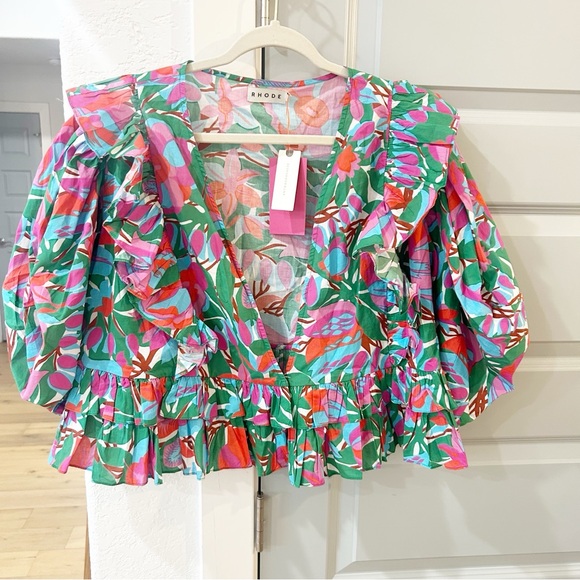 NWT Anthropologie Rhode Elodie Floral Ruffle Blouse - Picture 3 of 5